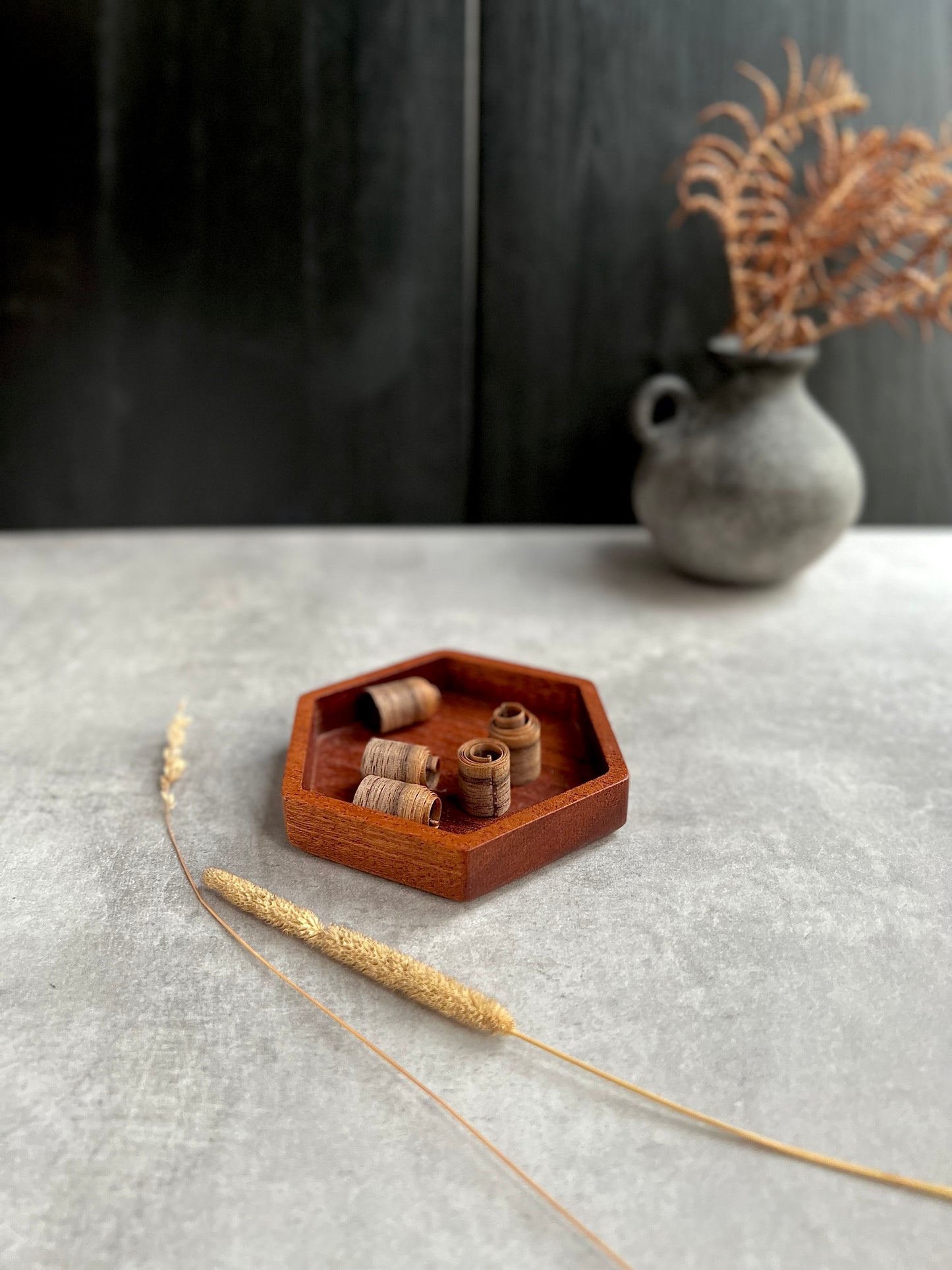 Wooden Oak Hexagon Tray