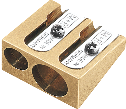 M+R Double Hole Brass Wedge Sharpener