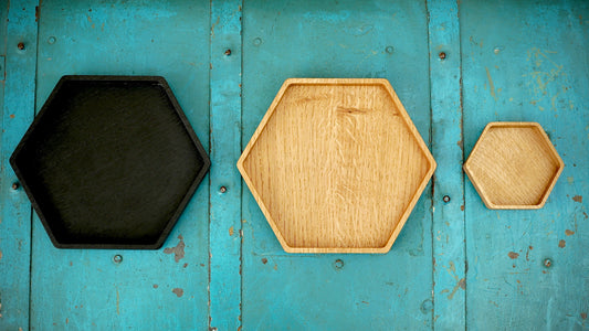 Wooden Oak Hexagon Tray