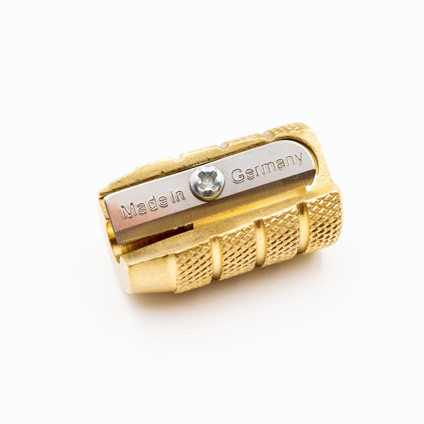 M+R Barrel Single Hole Brass Sharpener