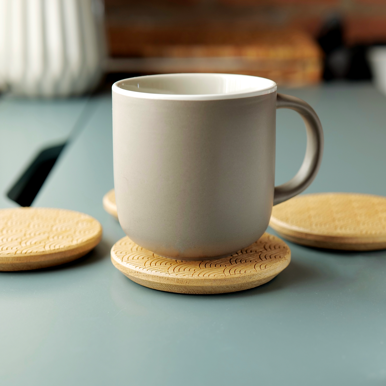 Seigaha Wave oak coasters