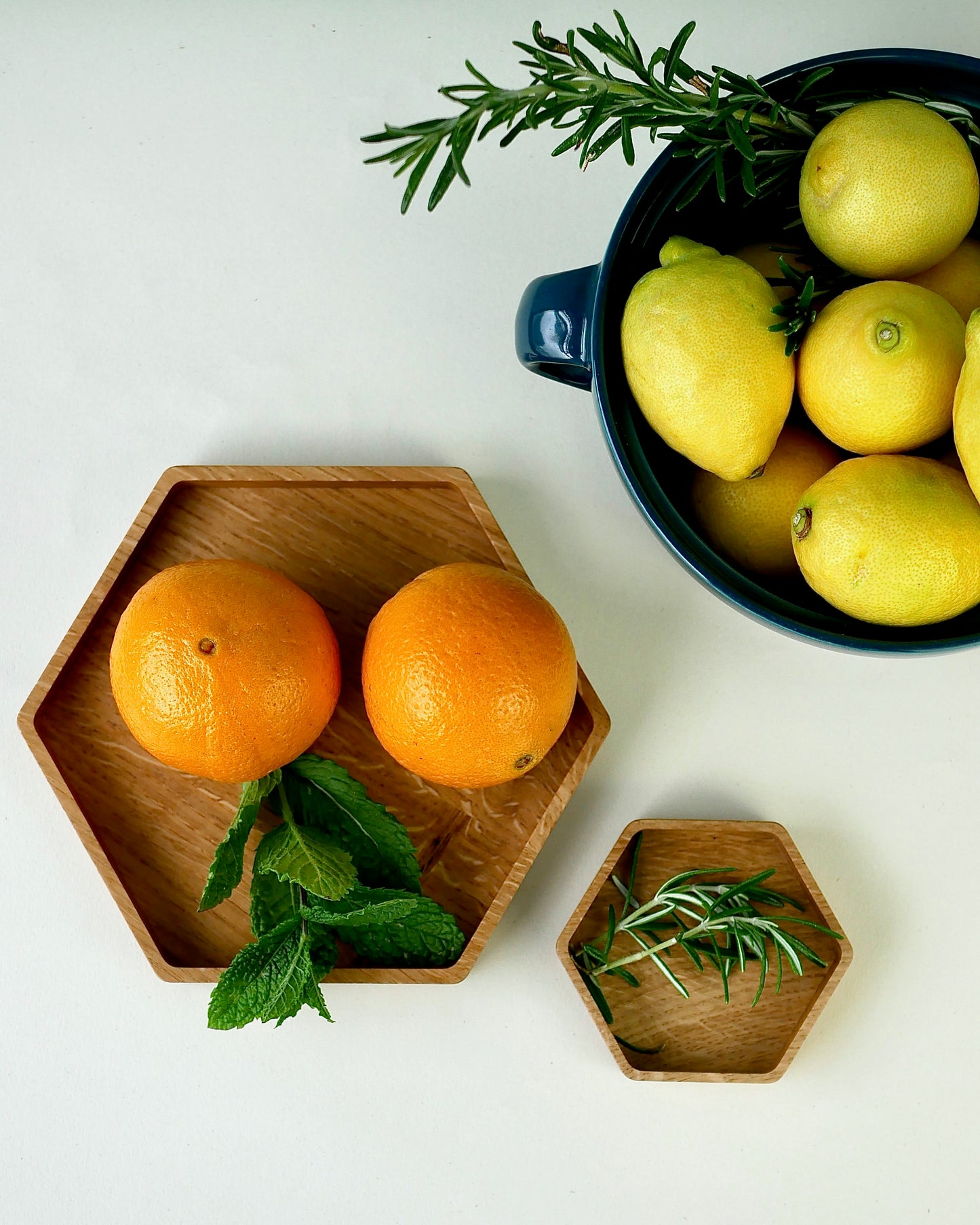Wooden Oak Hexagon Tray