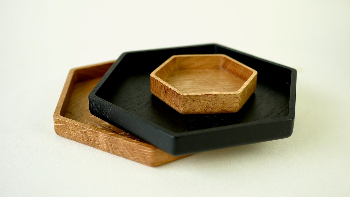 Wooden Oak Hexagon Tray