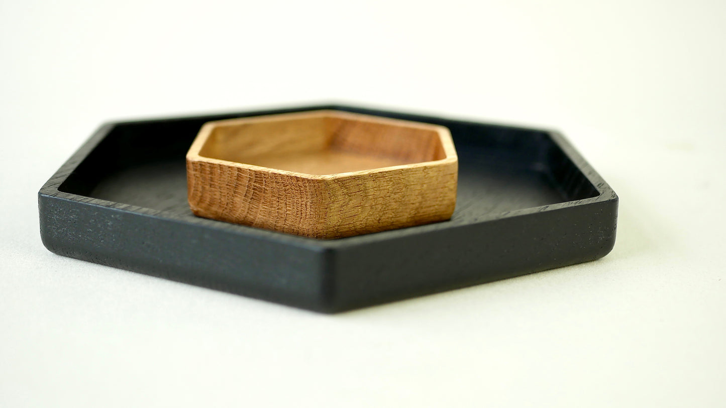 Wooden Oak Hexagon Tray