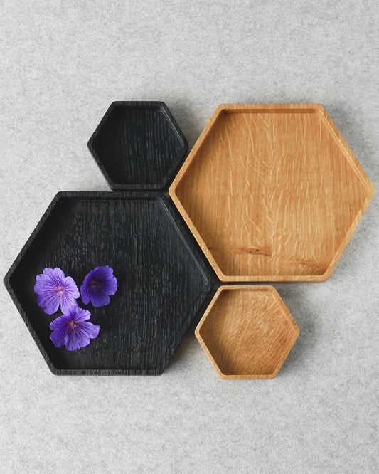 Wooden Oak Hexagon Tray