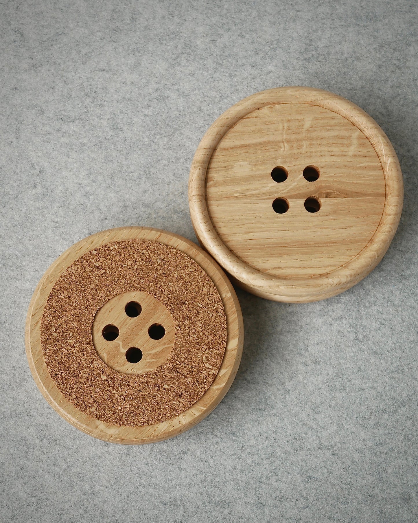 Wooden Oak Button Drink Coasters