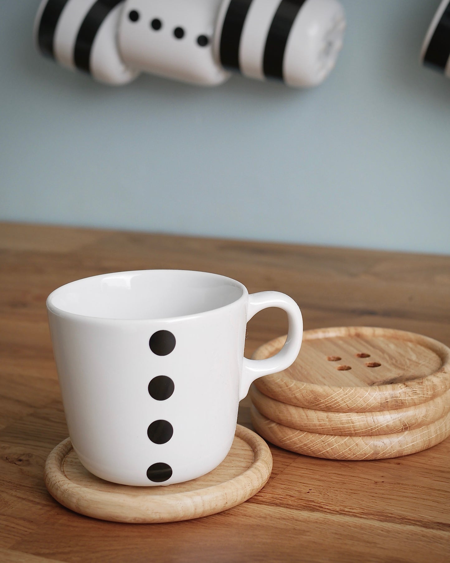 Wooden Oak Button Drink Coasters