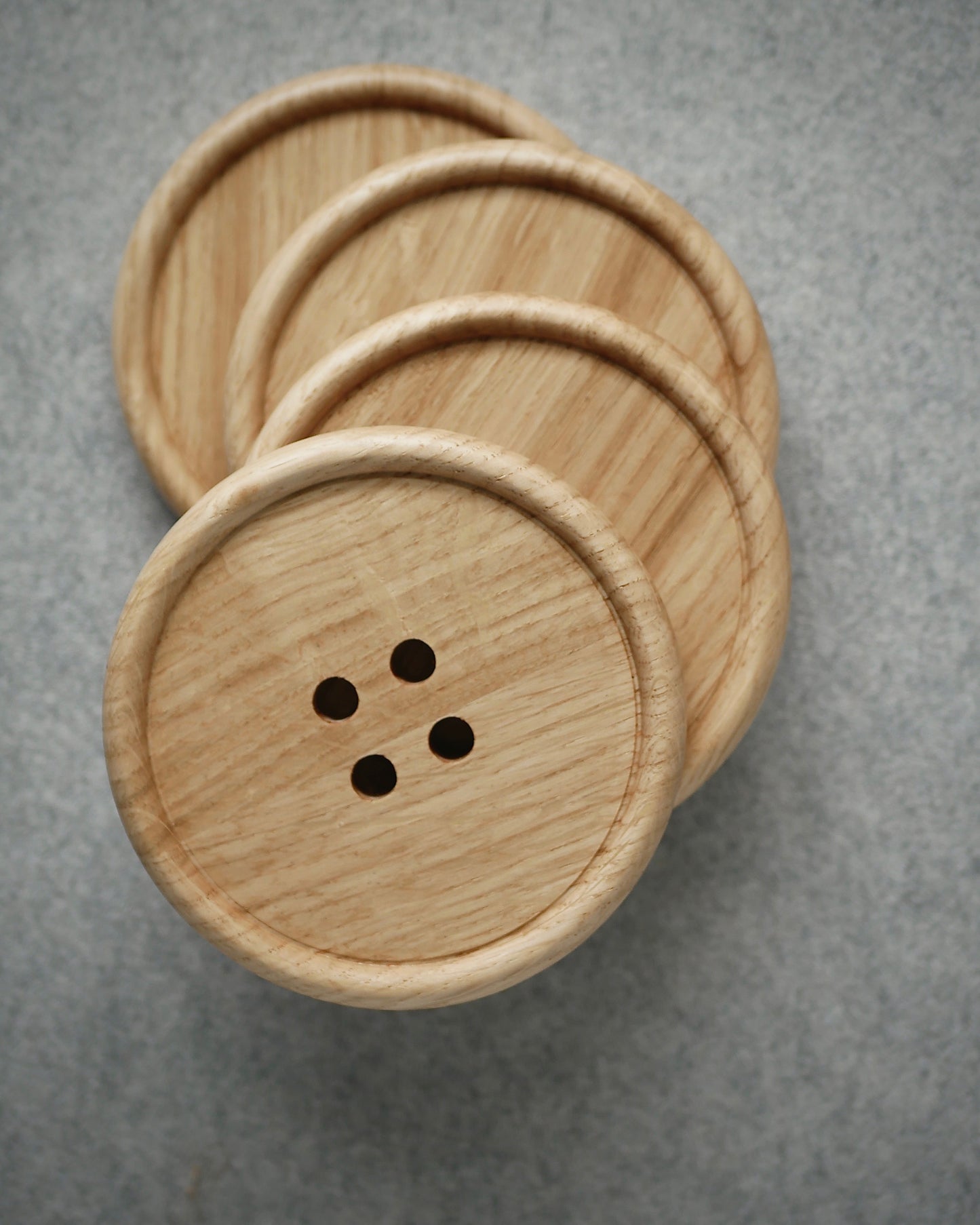 Wooden Oak Button Drink Coasters