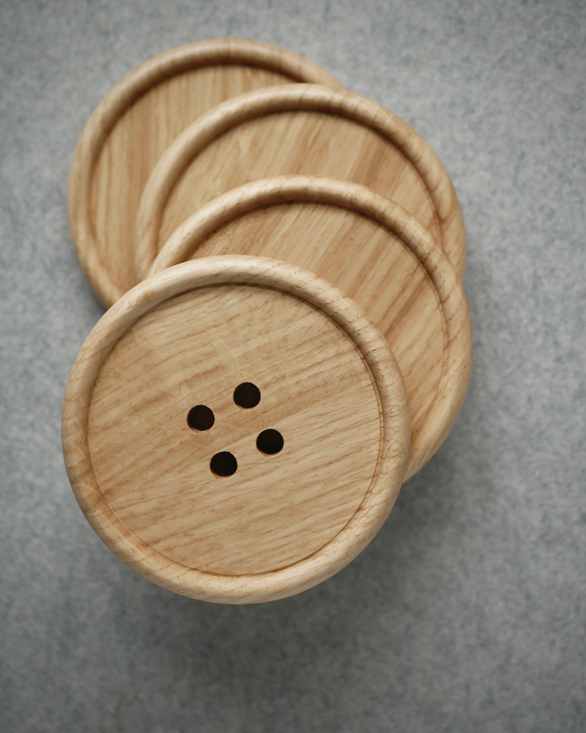 Wooden Oak Button Drink Coasters