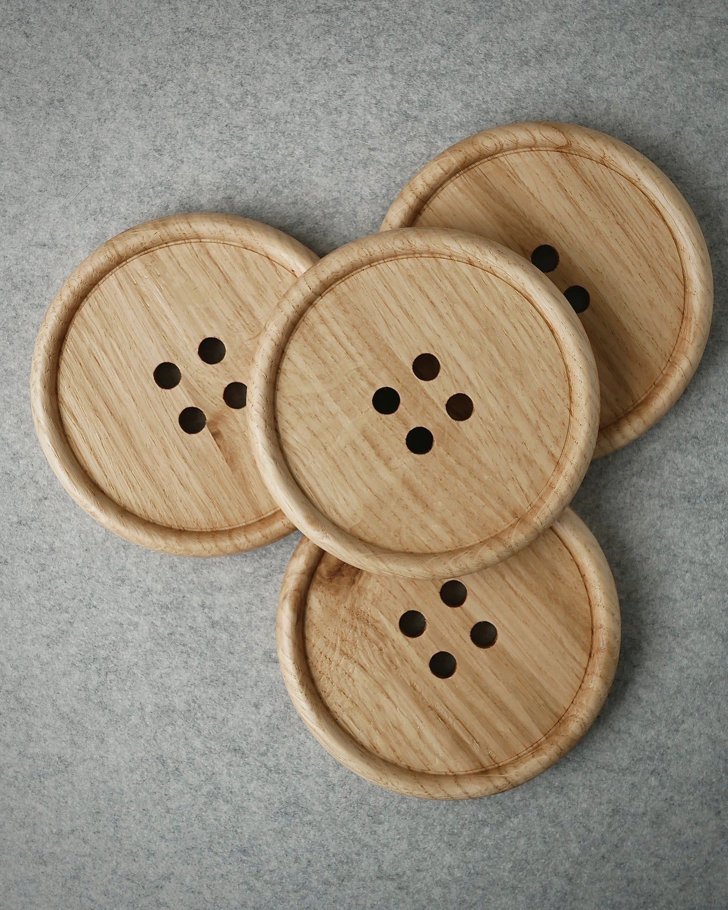 Wooden Oak Button Drink Coasters
